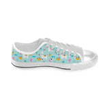 Llama alpaca cactus leaves pattern Men's Low Top Canvas Shoes White