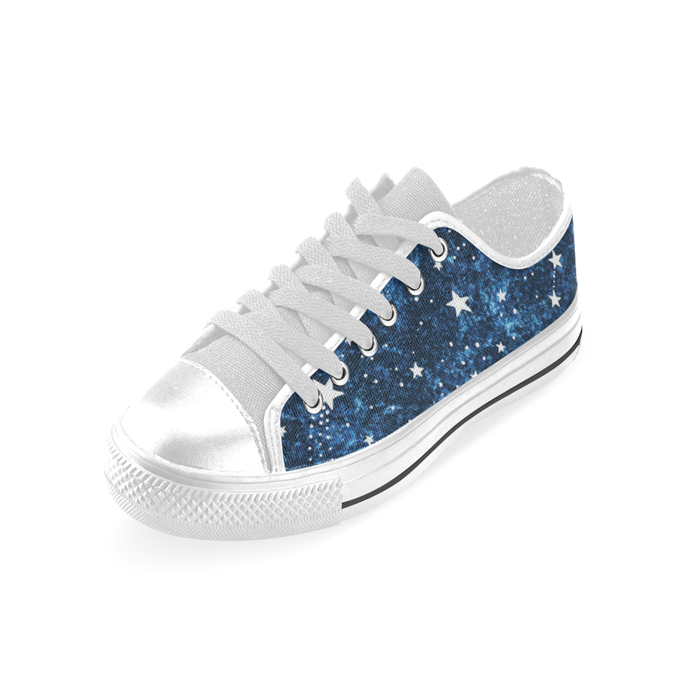 Night sky star pattern Men's Low Top Shoes White