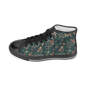 Snake forest pattern Women's High Top Canvas Shoes Black