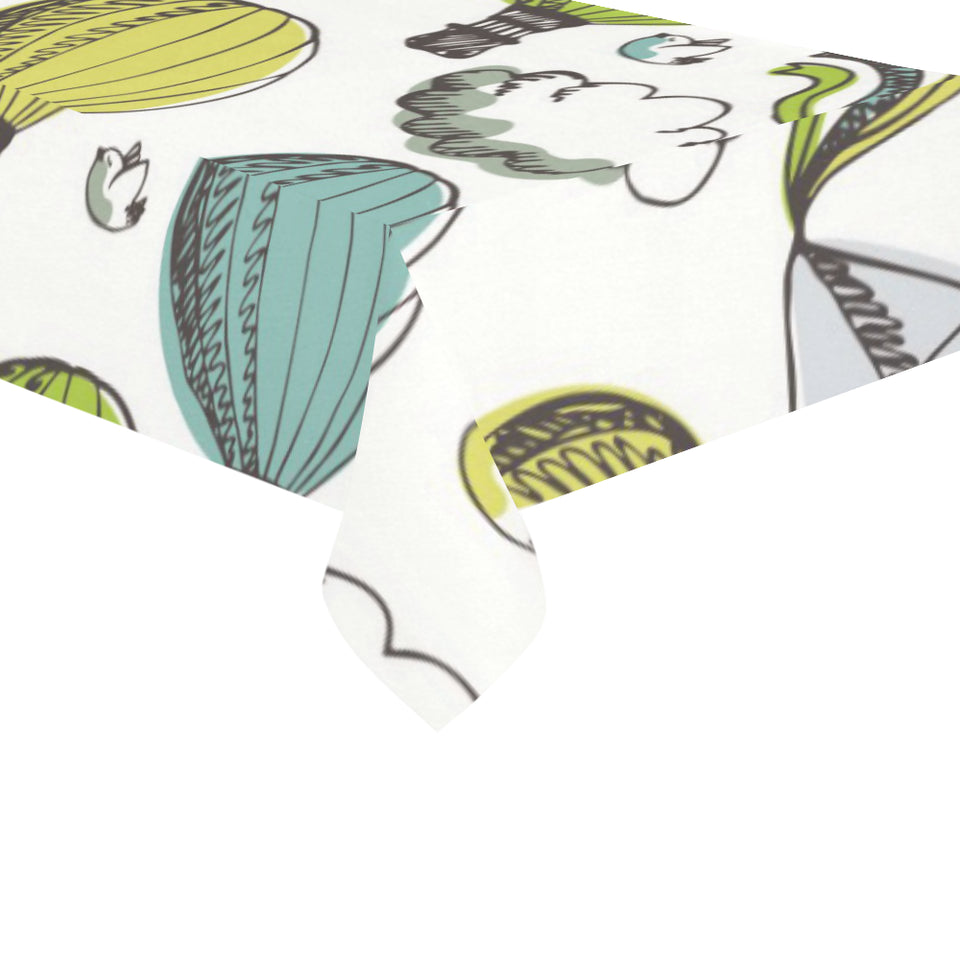 Hot Air Balloon Bird Cloud Pattern Tablecloth