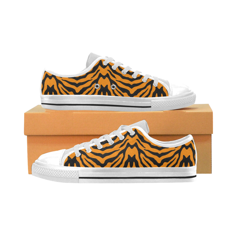 Bengal tigers skin print pattern Men's Low Top Shoes White