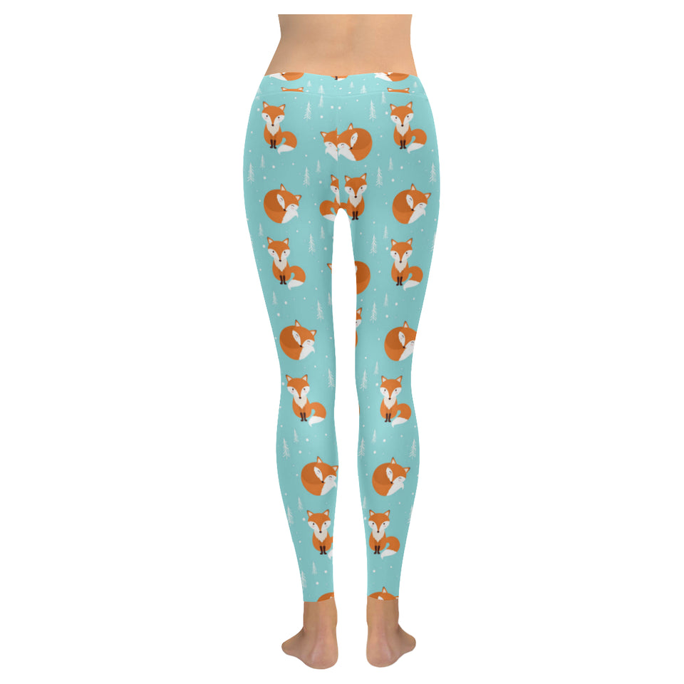 Fox pattern blue b ackground Women's Legging Fulfilled In US