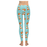 Fox pattern blue b ackground Women's Legging Fulfilled In US