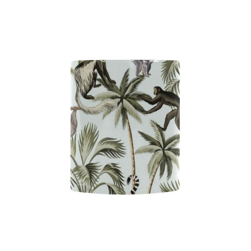 Monkey sloth lemur palm trees pattern Morphing Mug Heat Changing Mug