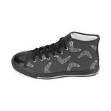 Hand drawn boomerang Australian aboriginal ornamen Women's High Top Canvas Shoes Black