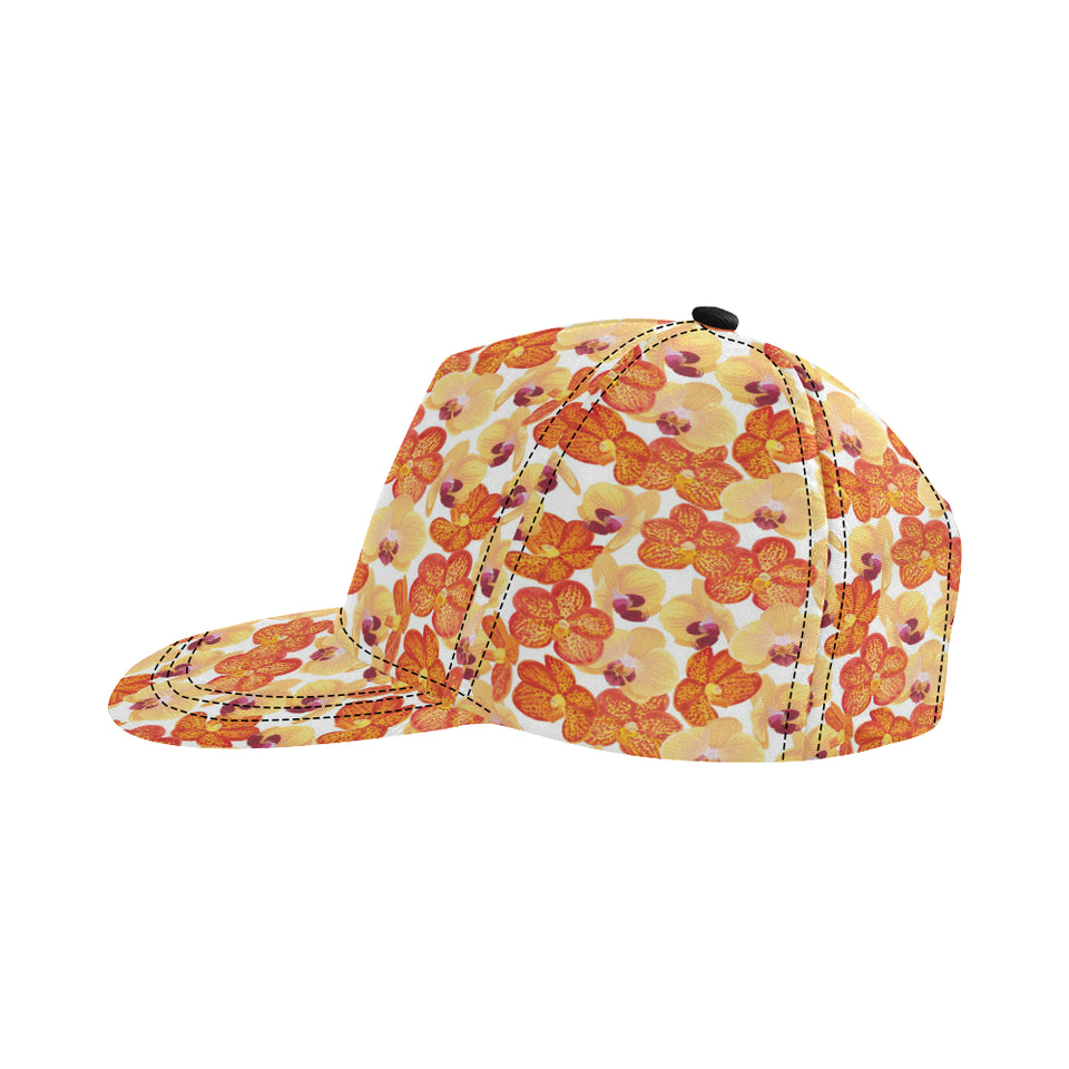 Orange yellow orchid flower pattern background All Over Print Snapback Cap