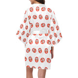 Daruma japanese wooden doll pattern Women's Short Kimono Robe