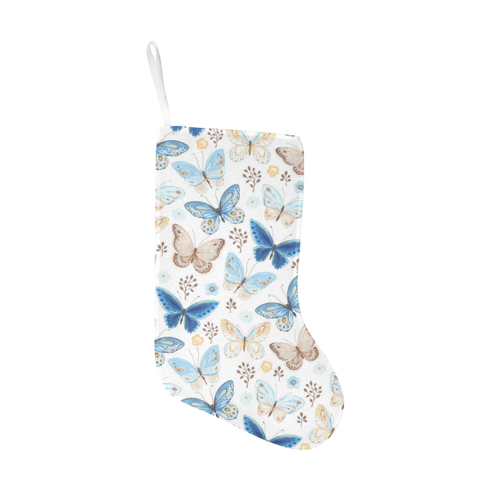 blue butterfly pattern Christmas Stocking