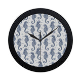 Seahorse pattern background Elegant Black Wall Clock