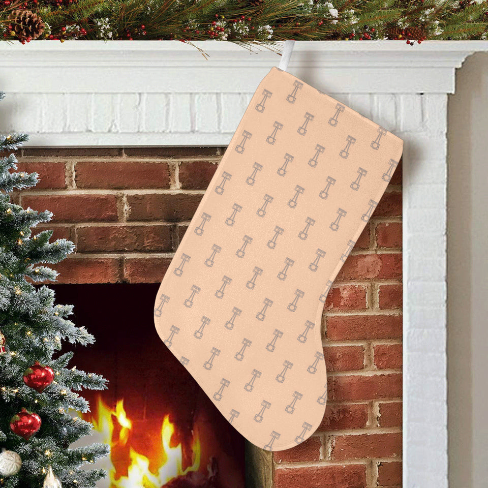 Engine Piston Cream Background Pattern Print Desig Christmas Stocking