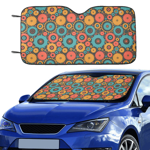 Gear Pattern Print Design 01 Car Sun Shade