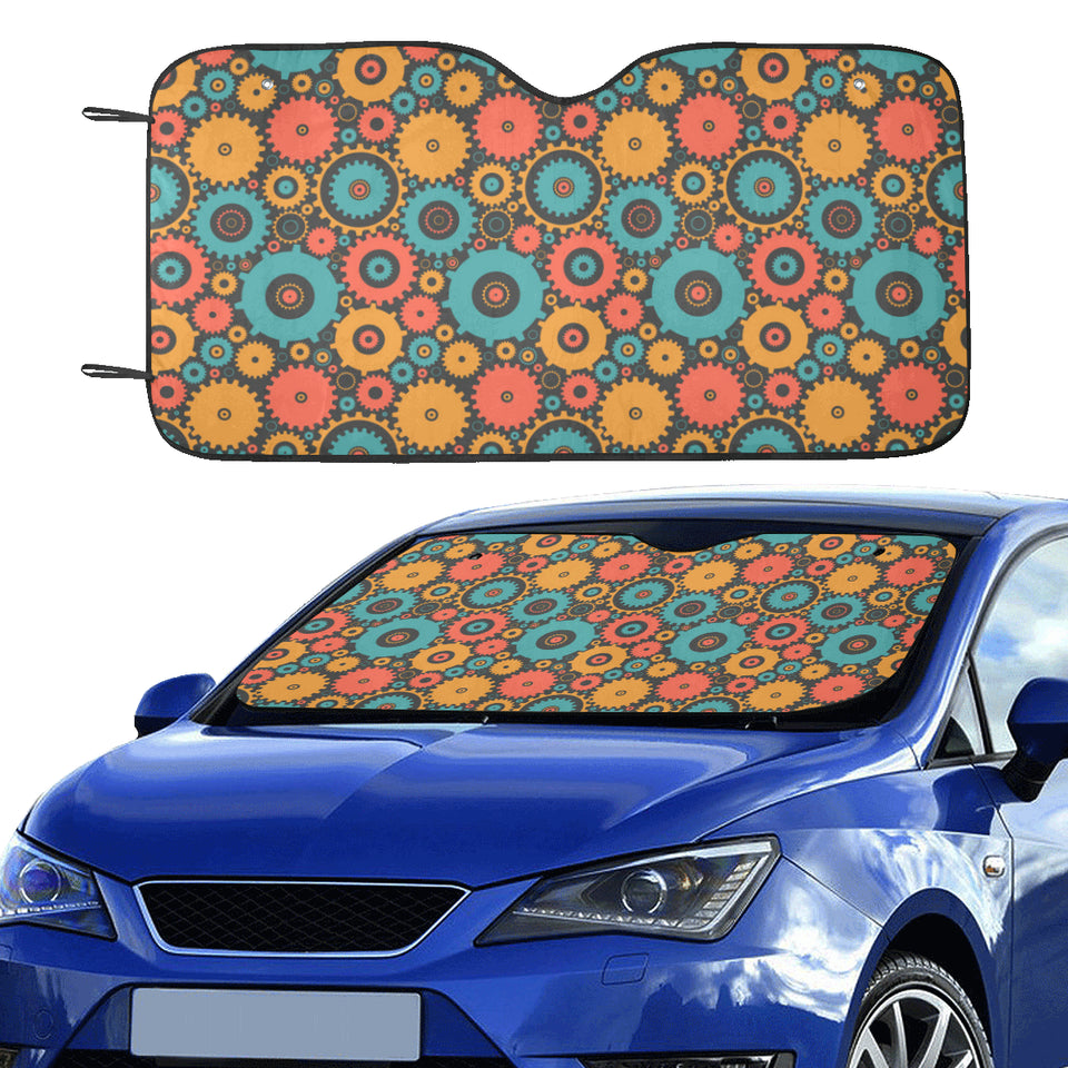 Gear Pattern Print Design 01 Car Sun Shade