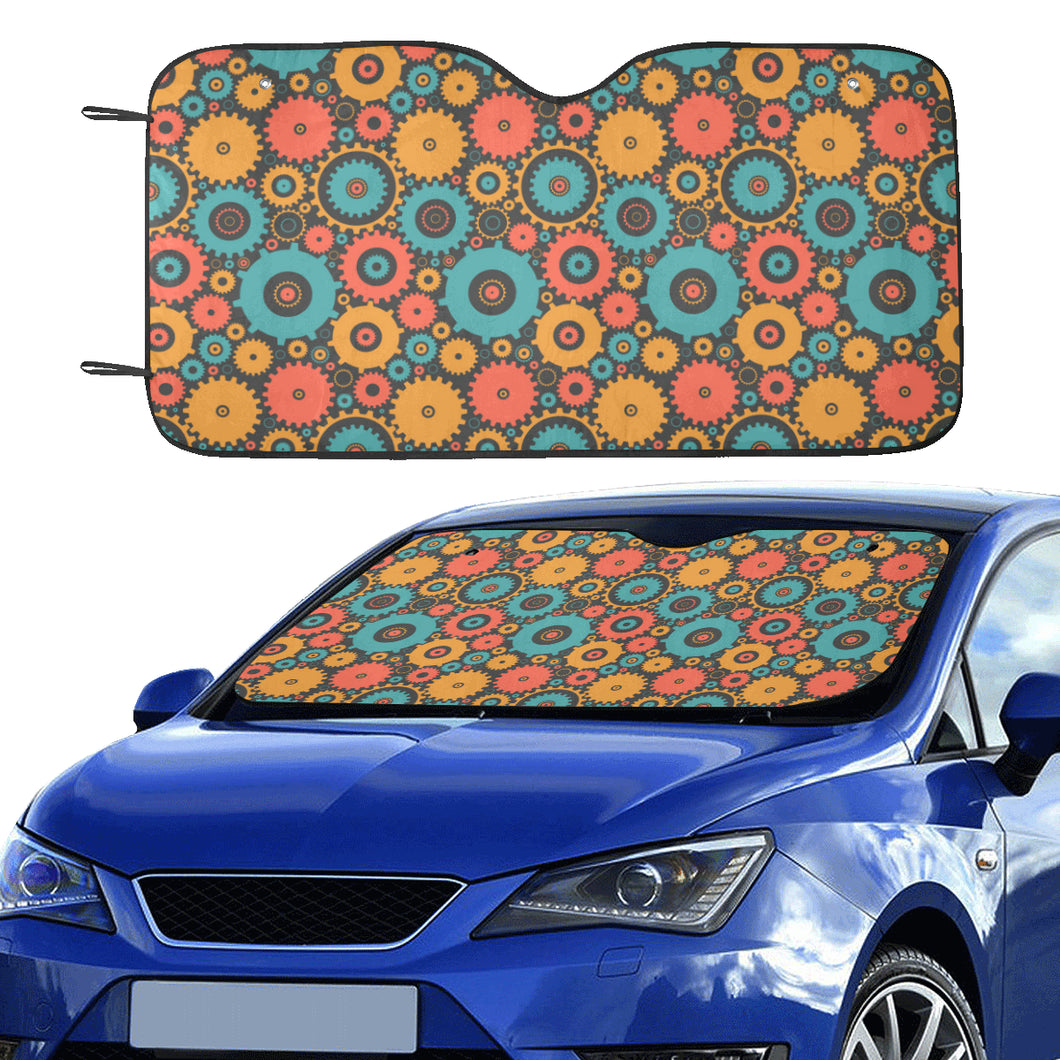 Gear Pattern Print Design 01 Car Sun Shade