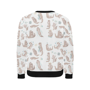 Cute sea otters pattern Men's Crew Neck Sweatshirt