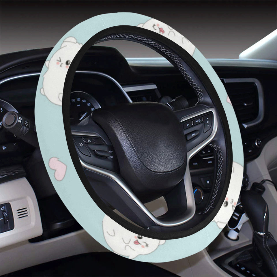 White cute hamsters heart pattern Car Steering Wheel Cover