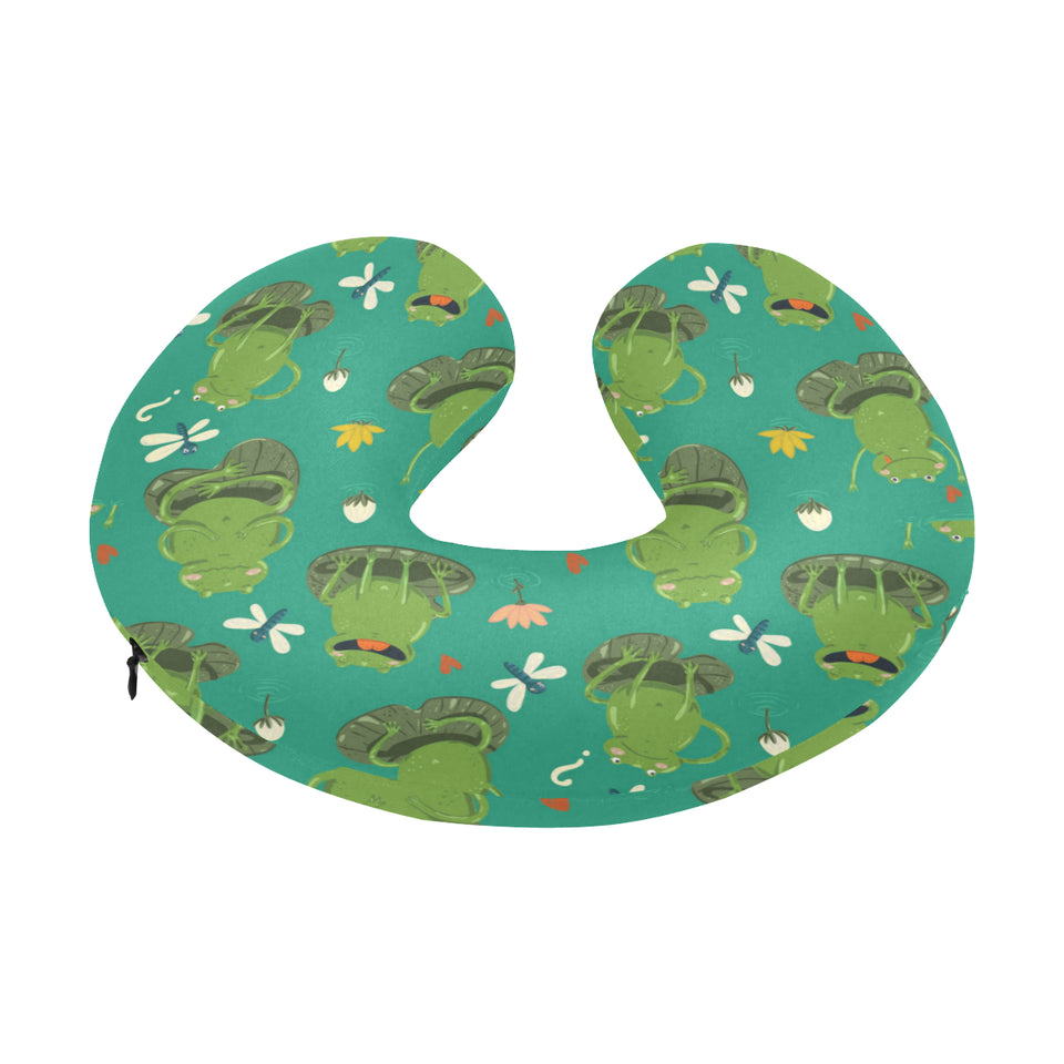 Cute frog dragonfly design pattern U-Shaped Travel Neck Pillow