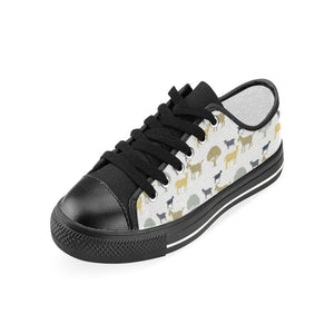 Silhouettes of goat and tree pattern Kids' Boys' Girls' Low Top Canvas Shoes Black