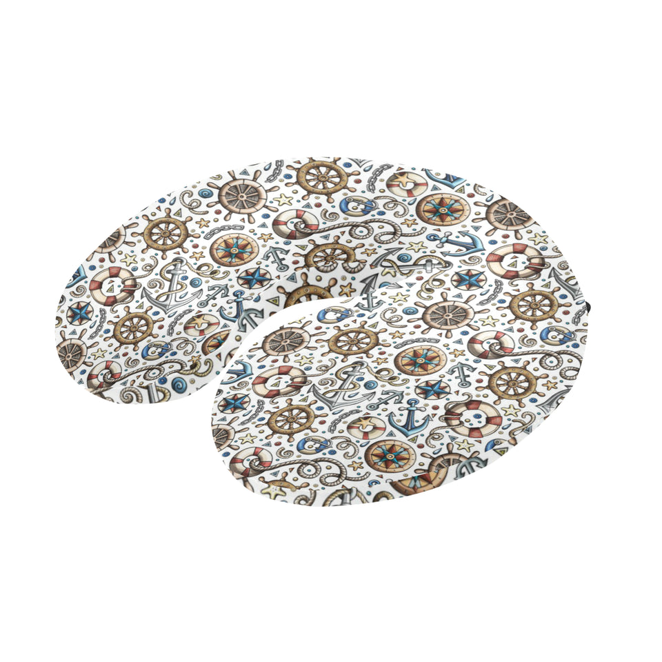 Cute nautical steering wheel anchor pattern U-Shaped Travel Neck Pillow