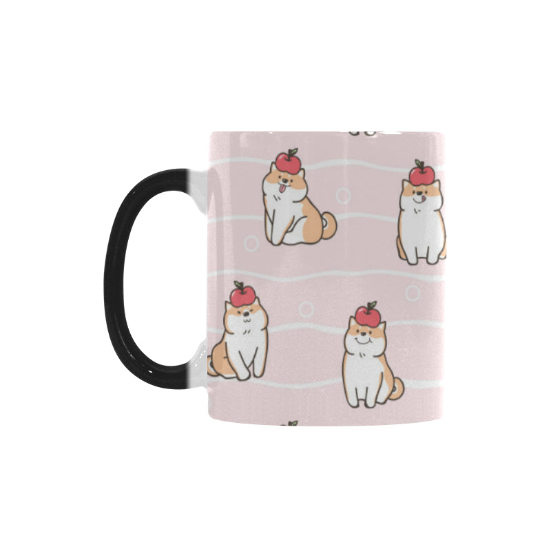 Cute Shiba Inu Dog Apple pattern Morphing Mug Heat Changing Mug