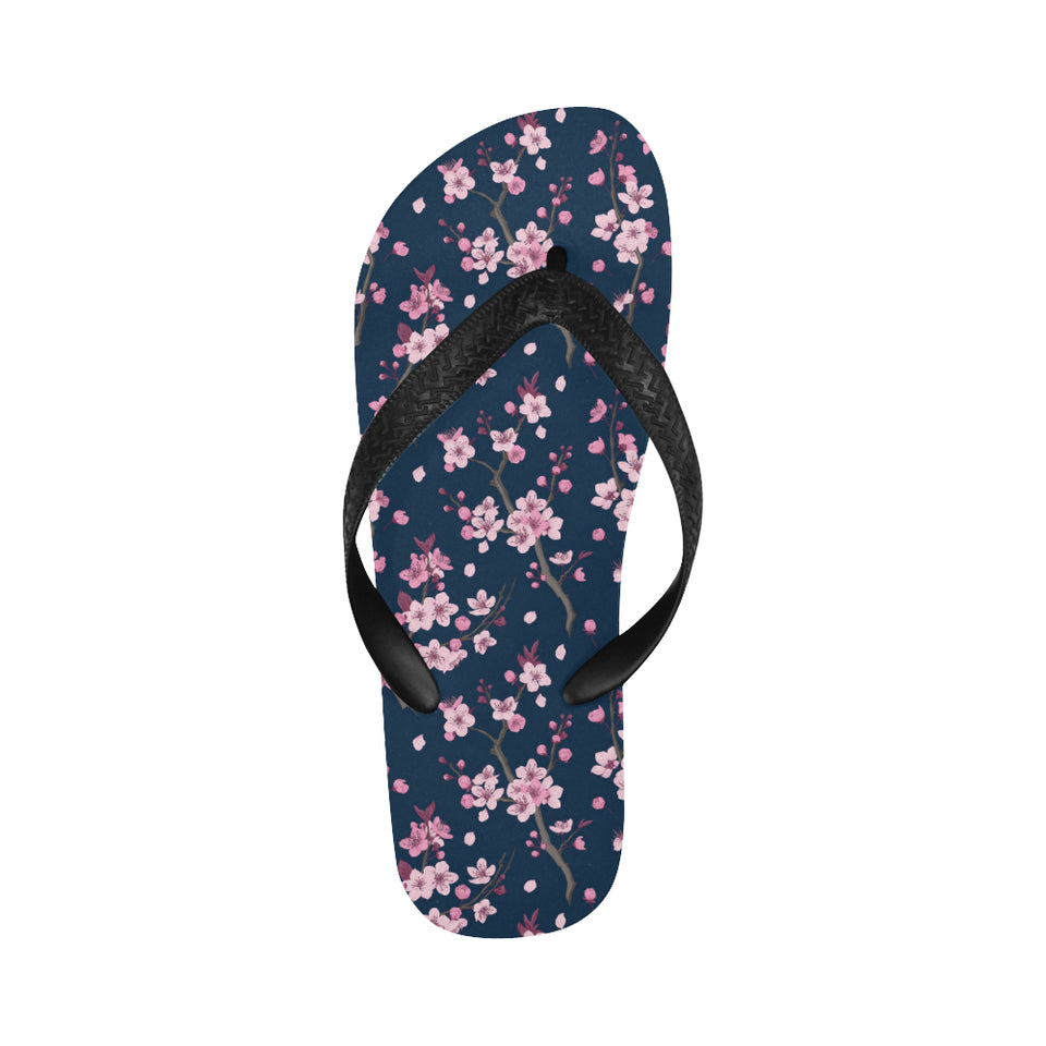 Purple seahorse blue coral pattern Unisex Flip Flops