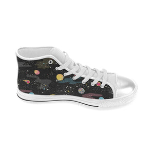 space pattern Women's High Top Canvas Shoes White