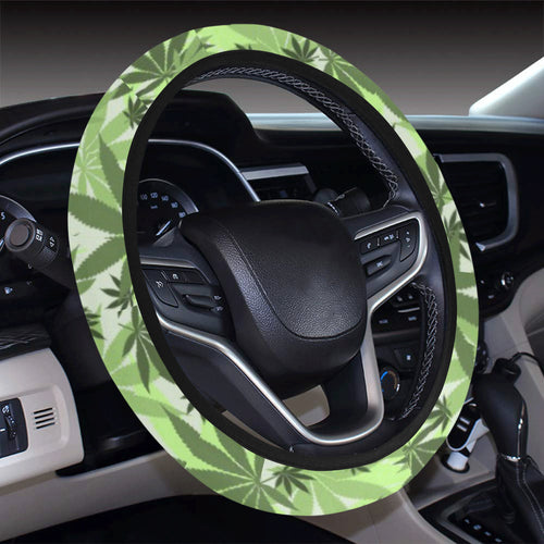 Canabis Marijuana Weed Pattern Print Design 01 Car Steering Wheel Cover