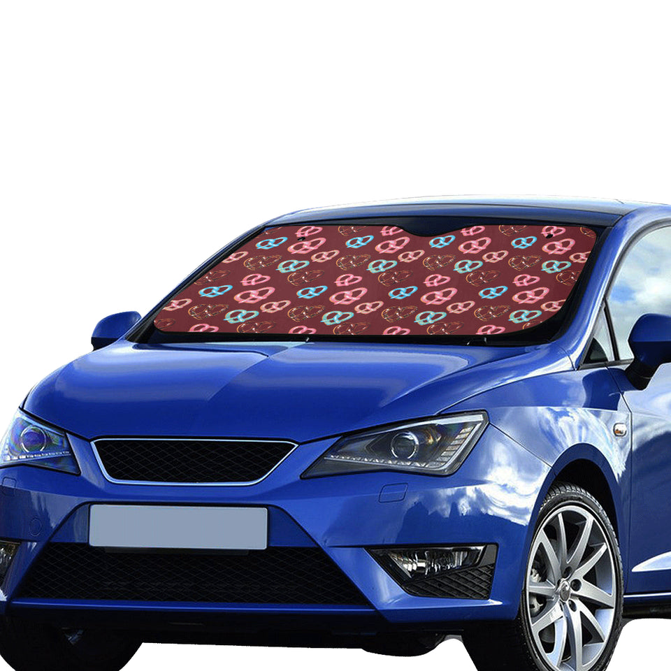Pretzels Pattern Print Design 05 Car Sun Shade
