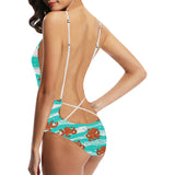 Octopuses sea wave background Women's One-Piece Swimsuit