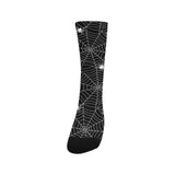 Spider web design pattern Black background white c Crew Socks