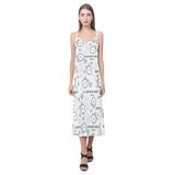 Siberian Husky design pattern V-Neck Open Fork Long Dress
