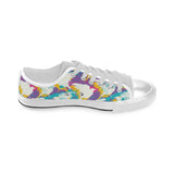 Colorful crow illustration pattern Men's Low Top Canvas Shoes White