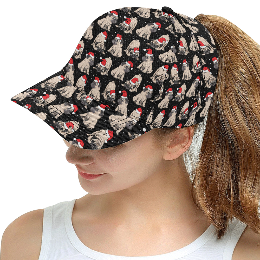 Christmas Pugs Santa_s red cap pattern All Over Print Snapback Cap