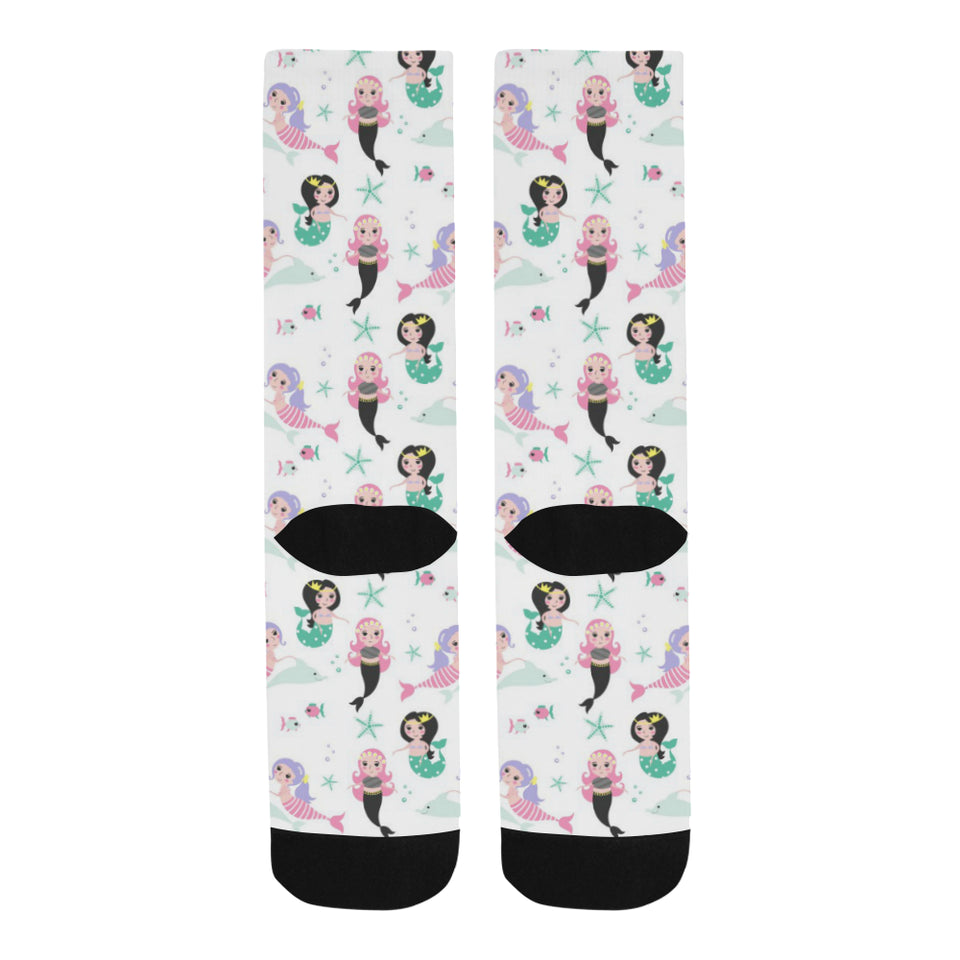 cute mermaid dolphin fish starfish pattern Crew Socks