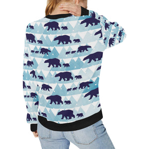 polar bear winter snow pattern Women's Crew Neck Sweatshirt