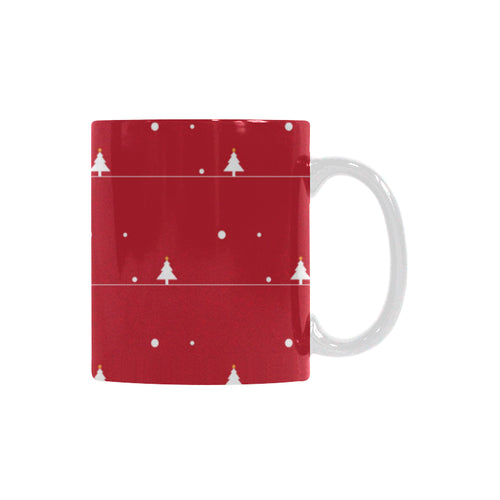Christmas tree star snow red background Classical White Mug (Fulfilled In US)