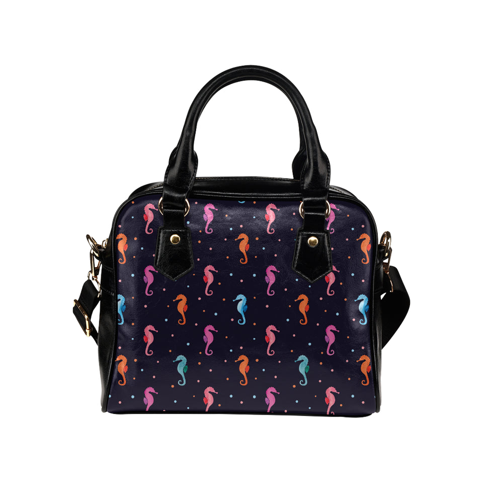 Watercolor colorful seahorse pattern Shoulder Handbag