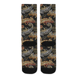 Chameleon lizard tropical leaves palm tree Crew Socks