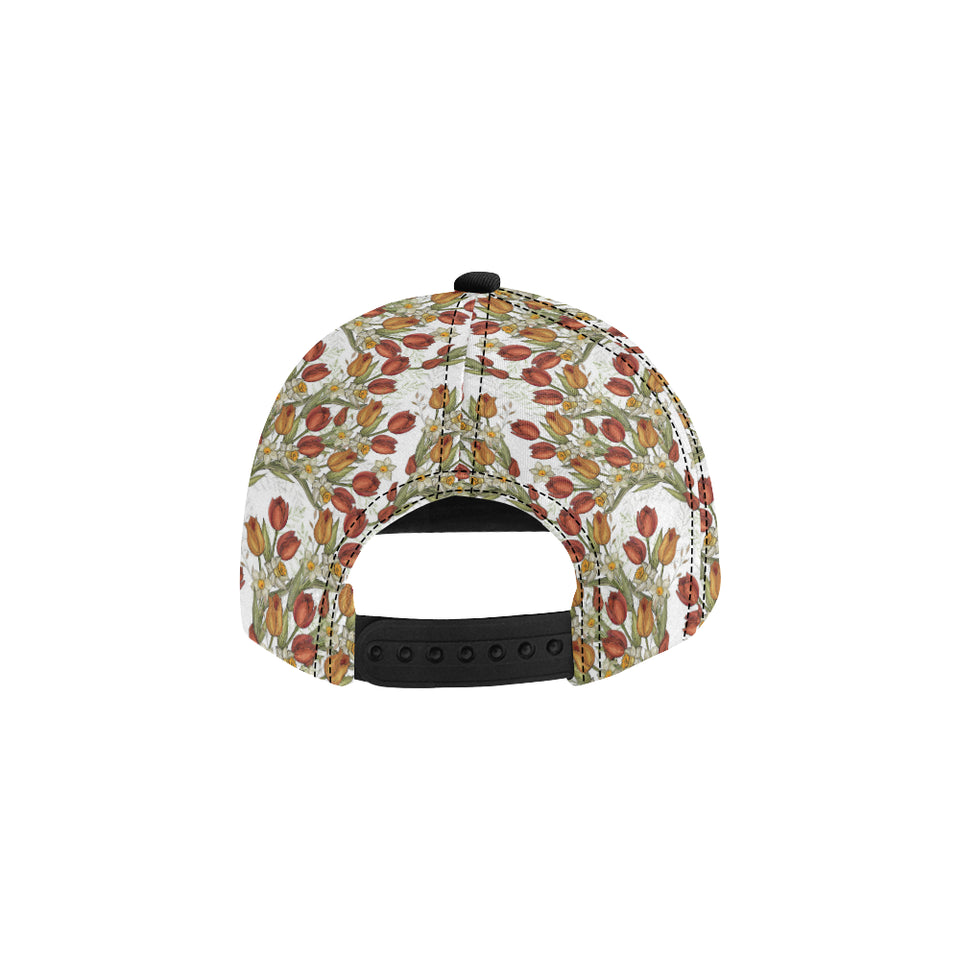 Red tulips and daffodils pattern All Over Print Snapback Cap