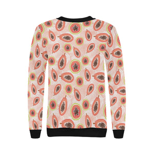 papaya leaves pattern Women's Crew Neck Sweatshirt