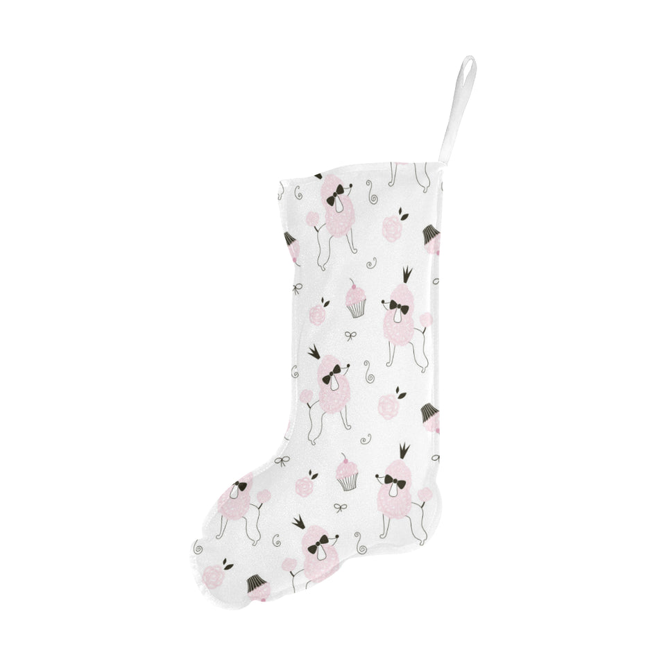 Poodle dog rose cake pattern Christmas Stocking