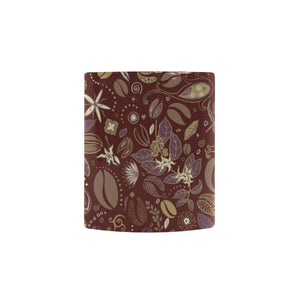 Coffee bean flower pattern Morphing Mug Heat Changing Mug