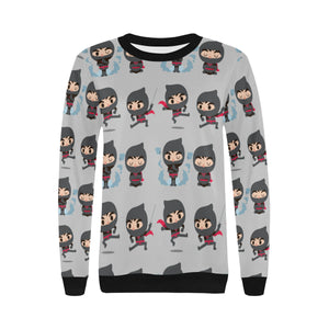 Cute ninja pattern Women's Crew Neck Sweatshirt