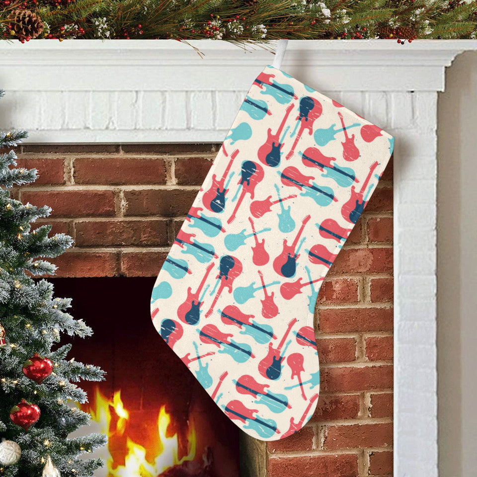 Red Blue guitar pattern Christmas Stocking