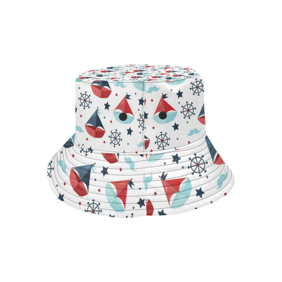 Cute color paper sailboat pattern Unisex Bucket Hat
