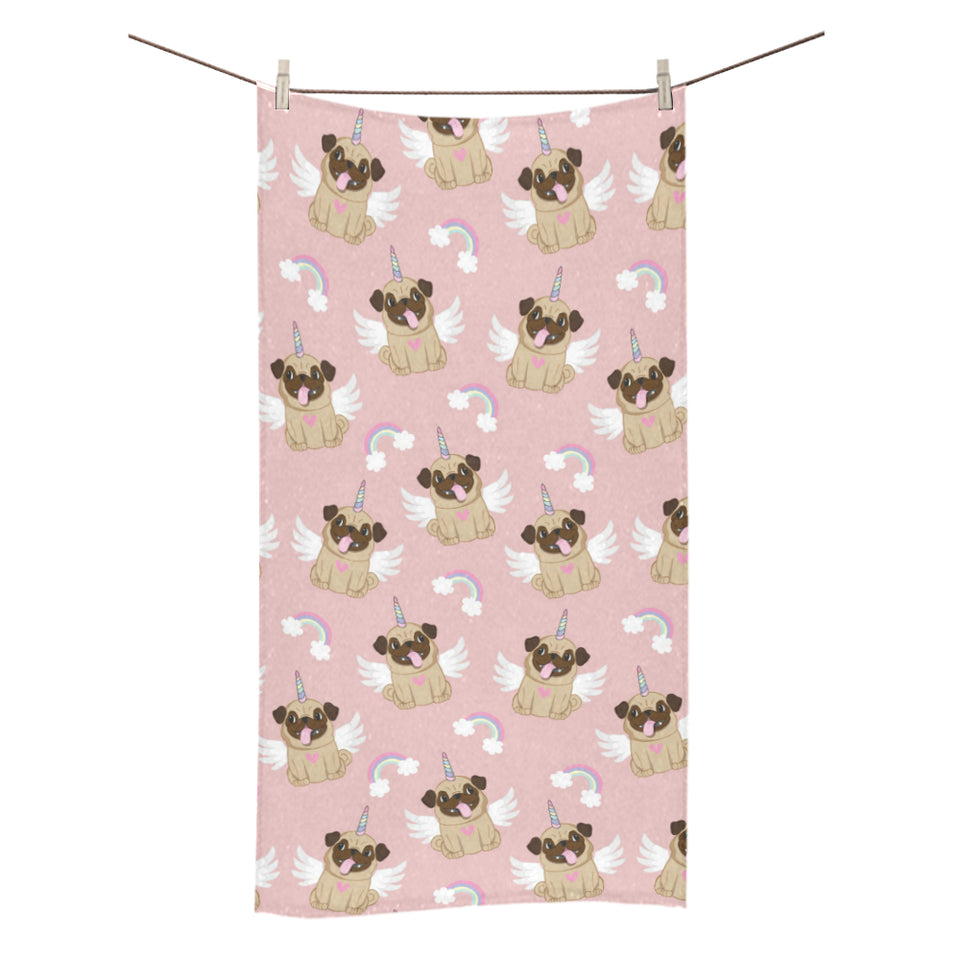 Cute unicorn pug pattern Bath Towel