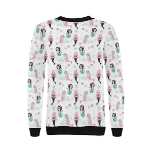 cute mermaid dolphin fish starfish pattern Women's Crew Neck Sweatshirt