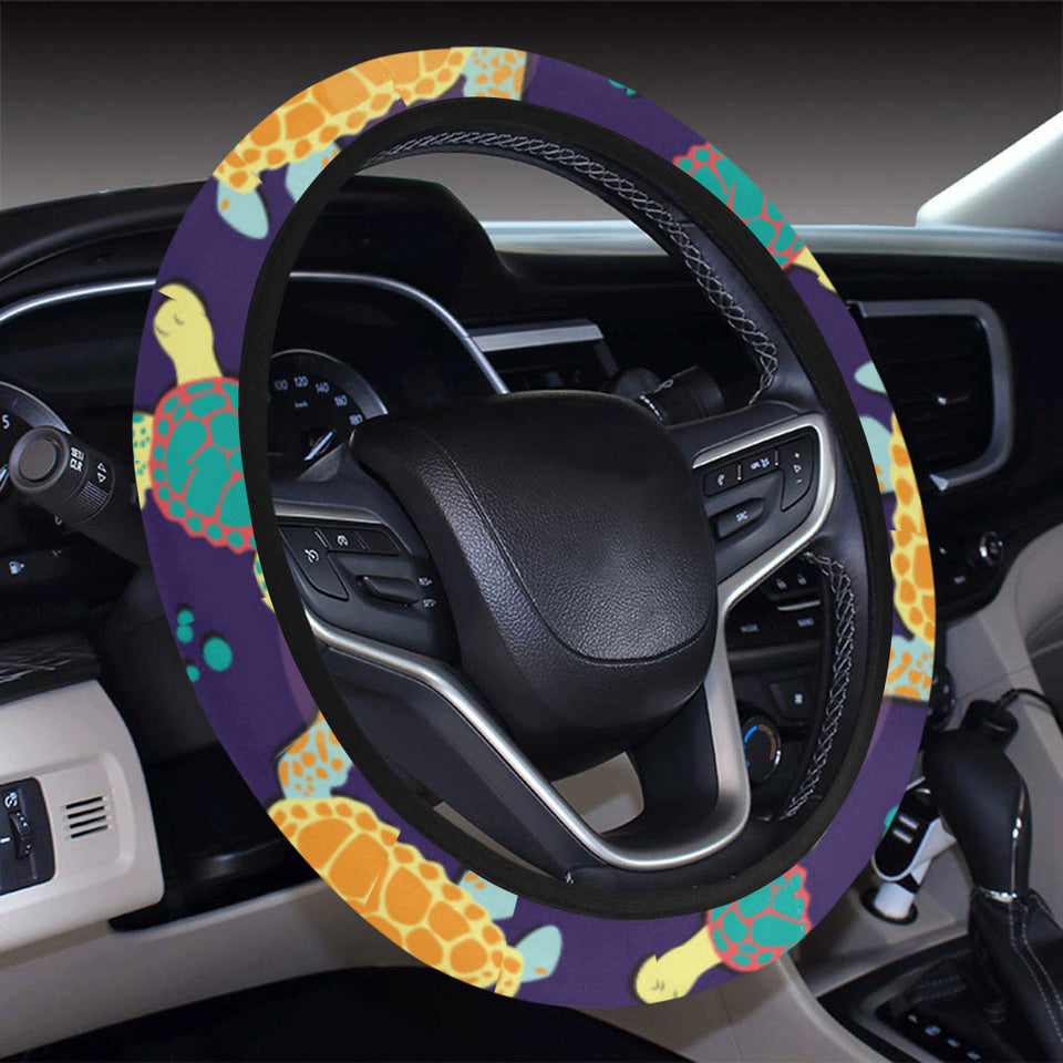 Colorful sea turtle pattern Car Steering Wheel Cover