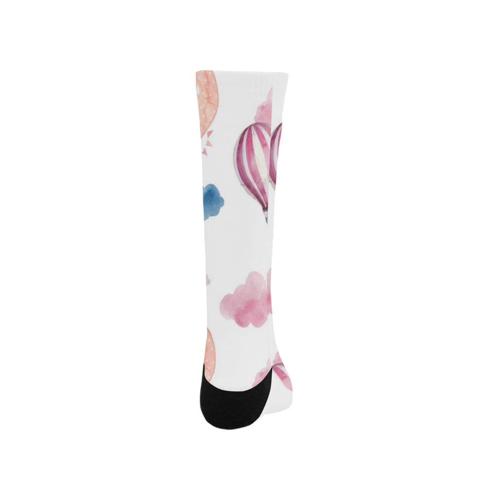 Watercolor air balloon cloud pattern Crew Socks