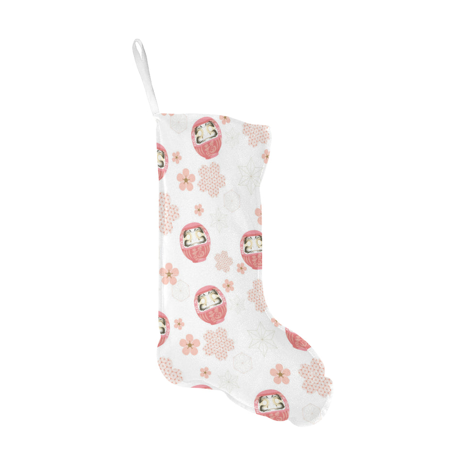 Daruma japanese wooden doll cherry blossom flower Christmas Stocking