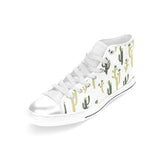 Cute cactus pattern Women's High Top Canvas Shoes White